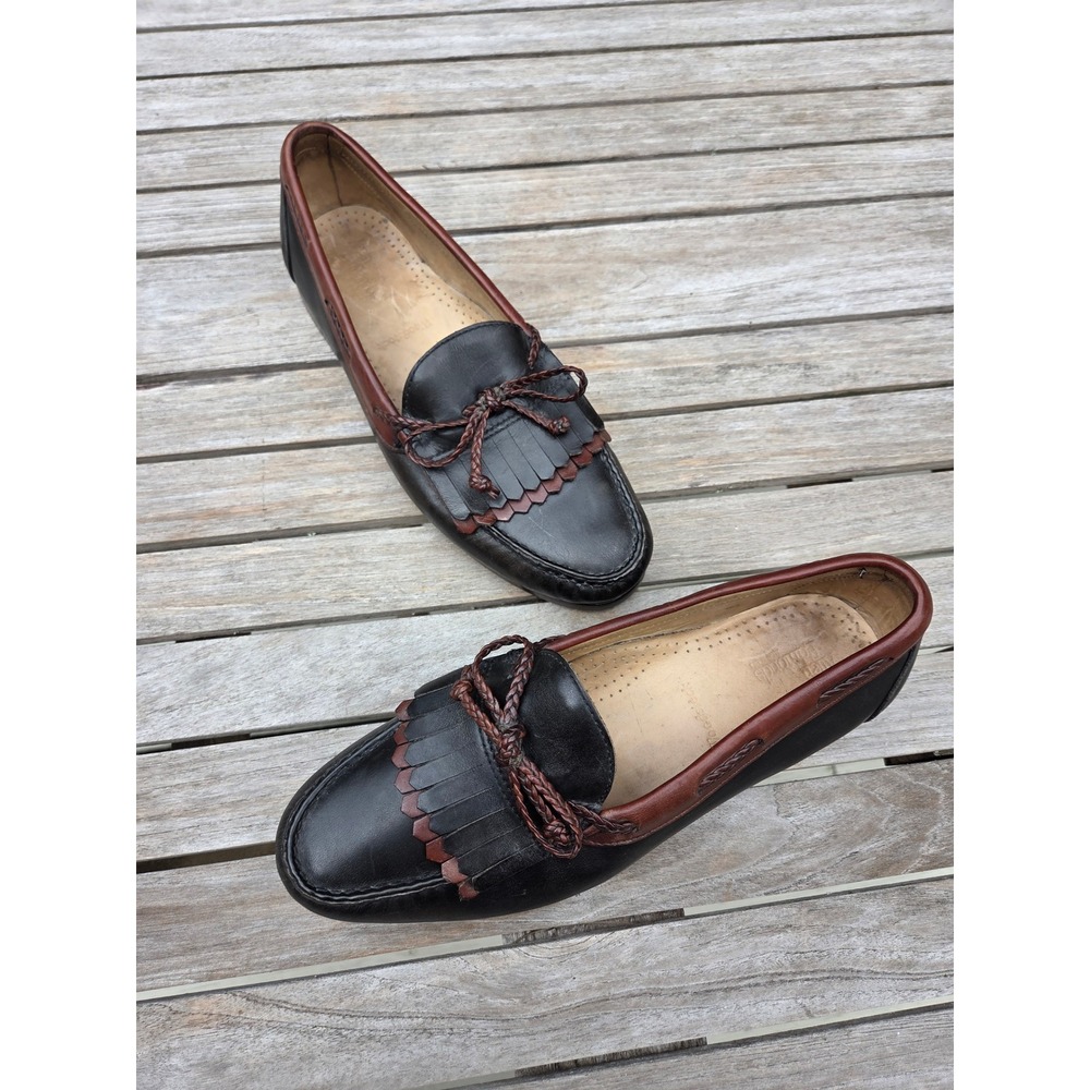 Allen Edmonds Woodstock Black Brown Leather Kiltie Tassel Loafers 10.5 D USA